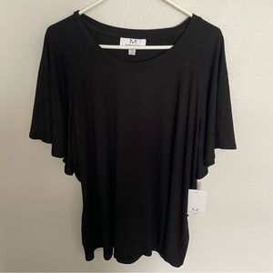 Magaschoni Tunic Top Women’s Size 2X Black Short Sleeve Lagenlook Shirt NEW